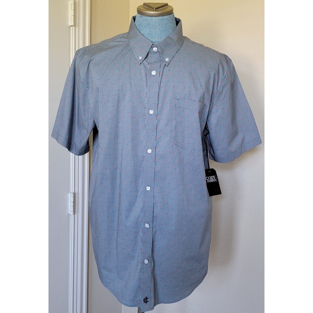 NWT Cody James Mens Button Up Diamond Print Short Sleeve Shirt Size L Actual SzB
